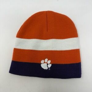 Clemson Tigers Beanie Hat Orange White Purple Striped Knit Cap NCAA The Game